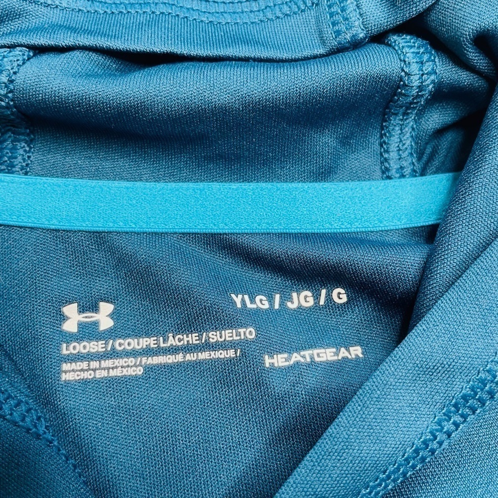 UNDER Armour HeatGear Loose Fit Youth Blue Graphic Logo Athletic Pullover Hoodie - Picture 10 of 11